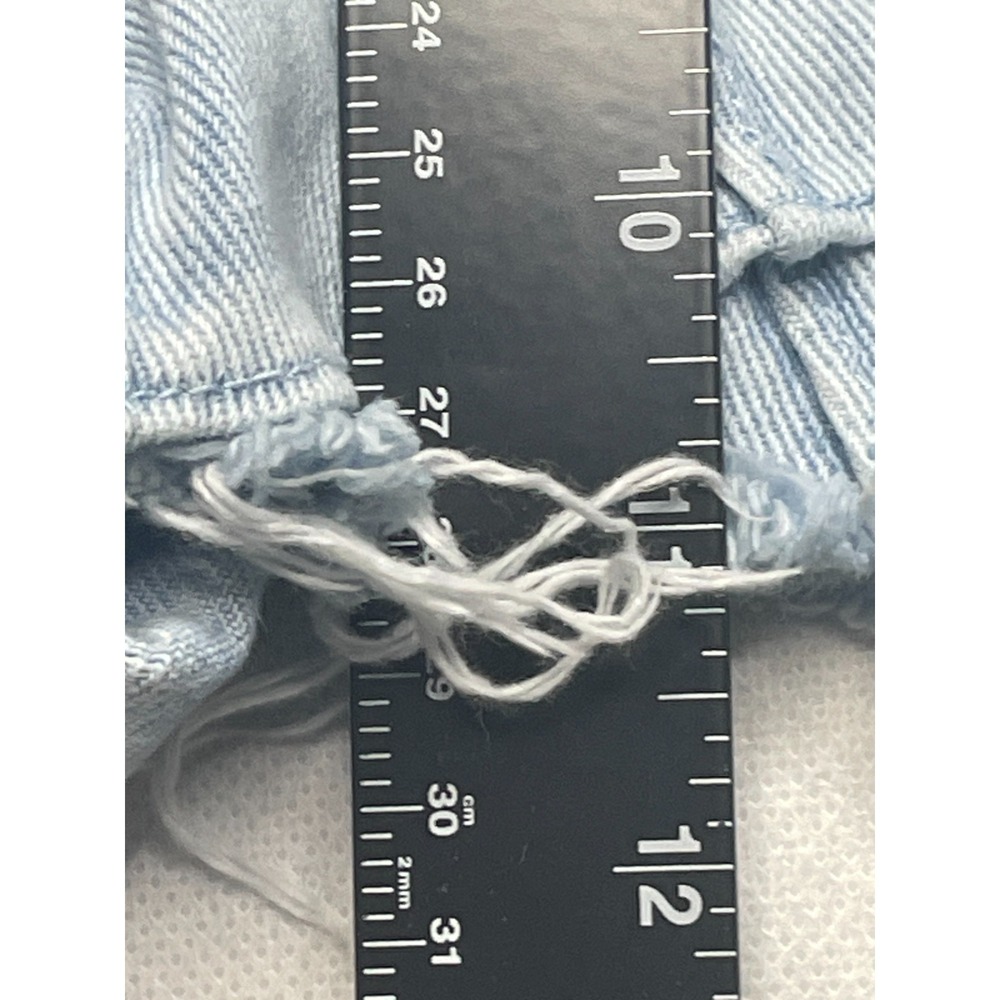 PacSun Women's 25 Vintage High Rise Light Wash Crisscross Raw Hem Denim Shorts - Picture 12 of 16